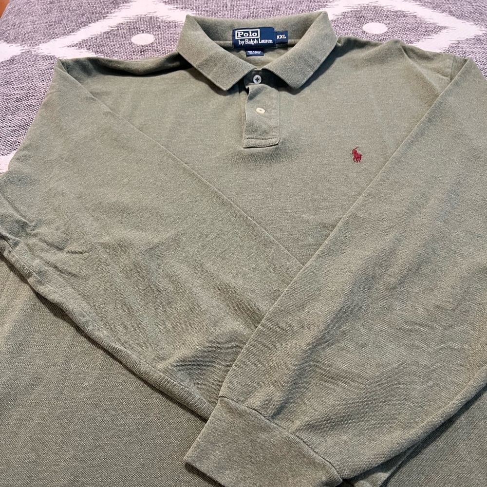 Mens RALPH LAUREN Long Sleeve Polo Green size XXL